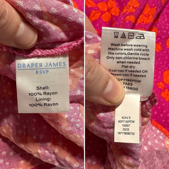 NEW! Draper James RSVP Hot Pink Orange Floral Wrap Top Fit Flare Dress 2X - Picture 8 of 16